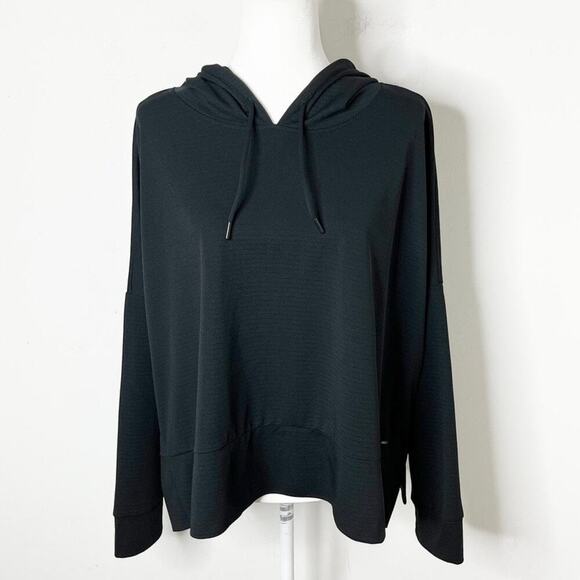 Mondetta Women's Ottoman Athletic Hoodie Top XL Black Oversized Boxy Long Sleeve - Picture 2 of 9